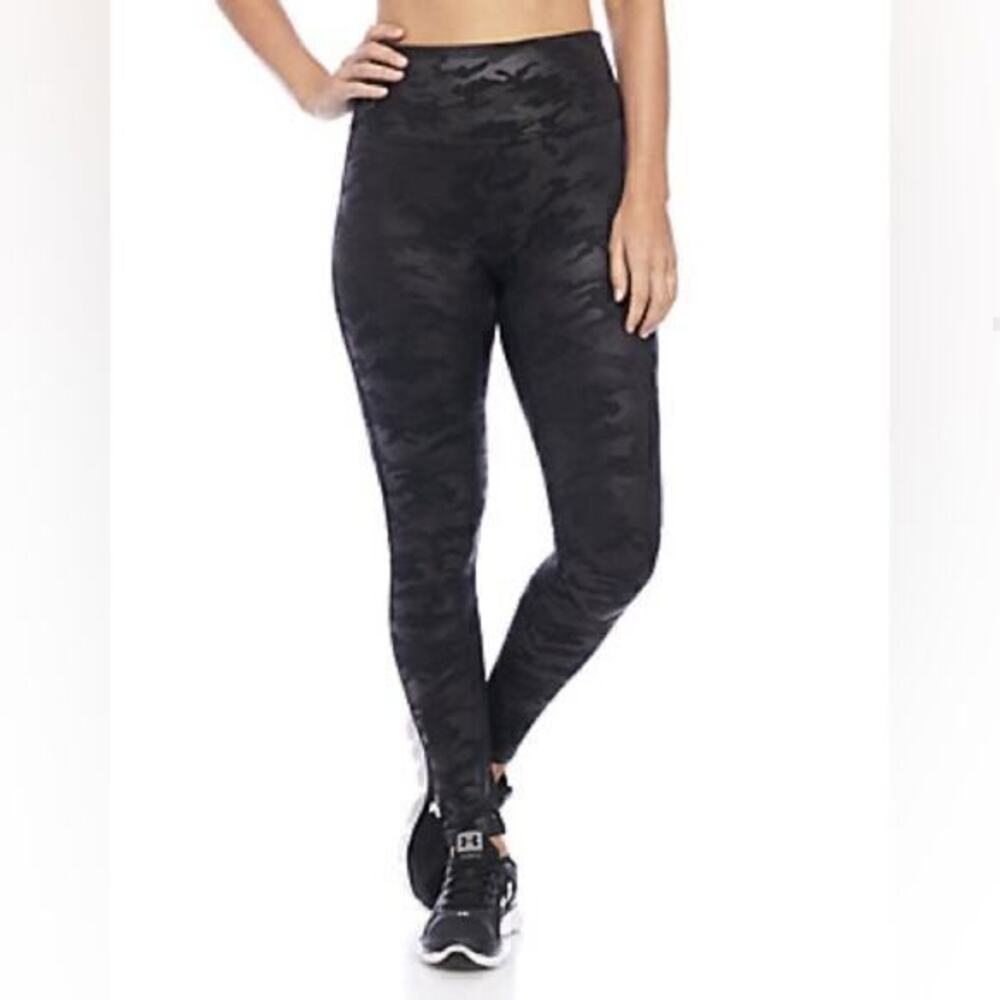 SPANX® Faux Leather Matte Black Camo Leggings Size Medium NWOT